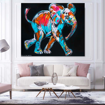 Sade the baby elephant thought this was the happiest day of her life (Original Painting)
