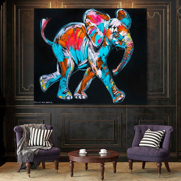 Sade the baby elephant thought this was the happiest day of her life (Original Painting)