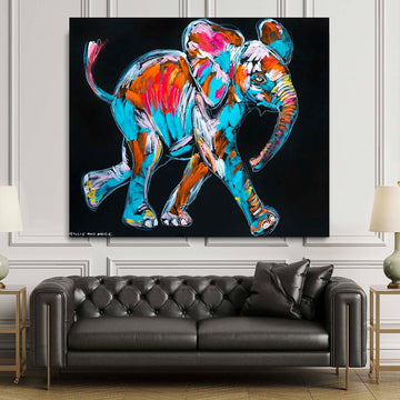 Sade the baby elephant thought this was the happiest day of her life (Original Painting)
