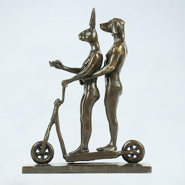 They Zig-Zagged in Harmony (Bronze Sculpture, Miniature Collection)