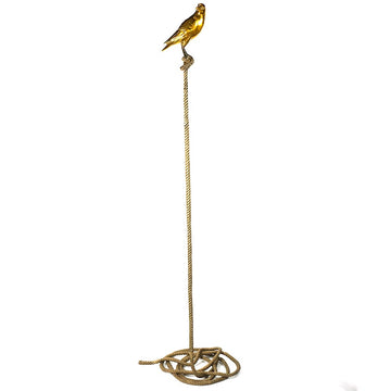 Simon, the magpie on long rope (Bronze Sculpture)
