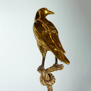 Simon, the magpie on long rope (Bronze Sculpture)