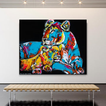 Sikara and her cub Tatu Like an afternoon nap together (Original Painting)