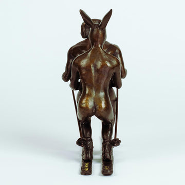 He Loved Skiing with His Snow Bunny (Bronze Sculpture, Miniature Collection)