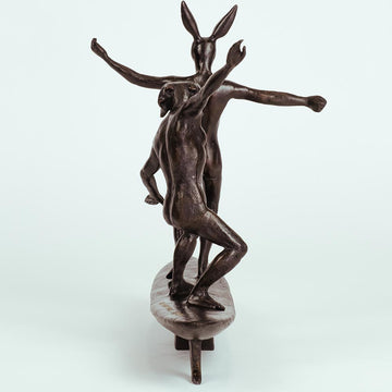 They Surfed a Pipeline Together (Bronze Sculpture, Miniature Collection)