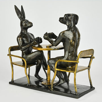 They Drank Coffee All Day and All Night (Bronze Sculpture, Miniature Collection)