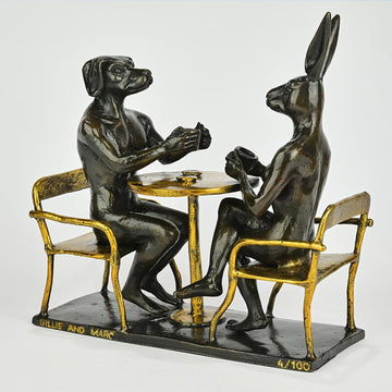 They Drank Coffee All Day and All Night (Bronze Sculpture, Miniature Collection)