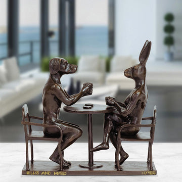 They Drank Coffee All Day and All Night (Bronze Sculpture, Miniature Collection)