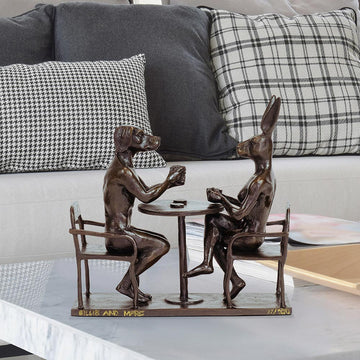 They Drank Coffee All Day and All Night (Bronze Sculpture, Miniature Collection)