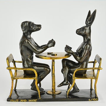 They Drank Coffee All Day and All Night (Bronze Sculpture, Miniature Collection)