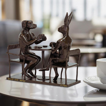 They Drank Coffee All Day and All Night (Bronze Sculpture, Miniature Collection)