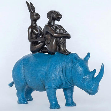 They Spent Their Lives Saving Rhinos (Bronze Sculpture, Miniature Collection)
