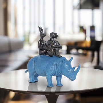 They Spent Their Lives Saving Rhinos (Bronze Sculpture, Miniature Collection)