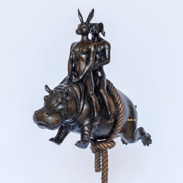 They were hippo riders in the sky (Bronze Sculpture)