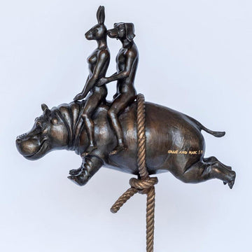 They were hippo riders in the sky (Bronze Sculpture)