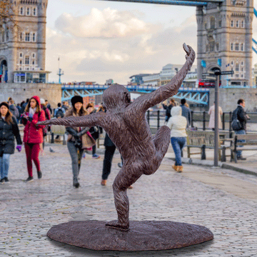 Wild Chimp Throwing (Bronze Sculpture)