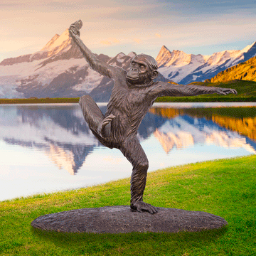 Wild Chimp Throwing (Bronze Sculpture)