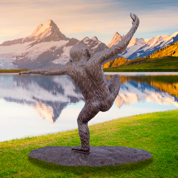 Wild Chimp Throwing (Bronze Sculpture)