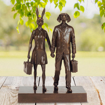 They Loved Travelling as Much as They Loved Each Other (Bronze Sculpture, Miniature)