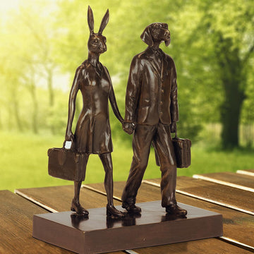 They Loved Travelling as Much as They Loved Each Other (Bronze Sculpture, Miniature)