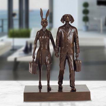 They Loved Travelling as Much as They Loved Each Other (Bronze Sculpture, Miniature)
