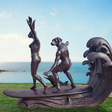 Riding a Wave of Love (Bronze Sculpture)