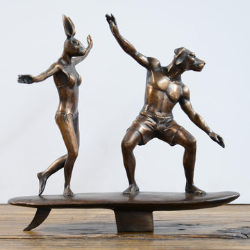 They loved riding the biggest waves in the world even though it was dangerous (Bronze Sculpture)