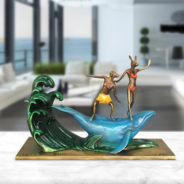 They had a whale of an adventure on a grand scale (Bronze Sculpture, Miniature)