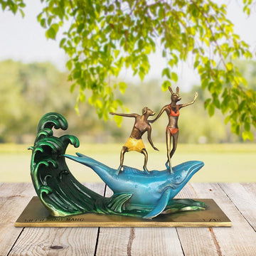 They had a whale of an adventure on a grand scale (Bronze Sculpture, Miniature)
