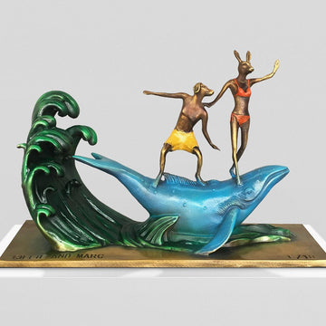 They had a whale of an adventure on a grand scale (Bronze Sculpture, Miniature)