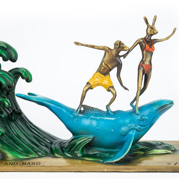 They had a whale of an adventure on a grand scale (Bronze Sculpture, Miniature)