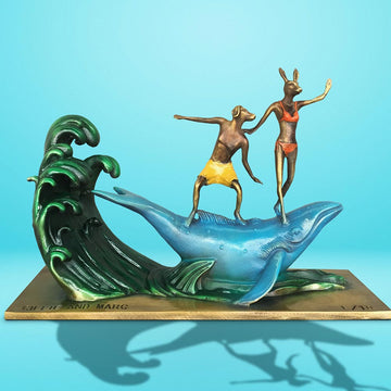 They had a whale of an adventure on a grand scale (Bronze Sculpture, Miniature)