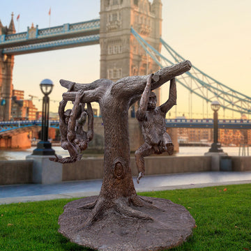 Wild Chimp Tree Climbing (Bronze Sculpture)