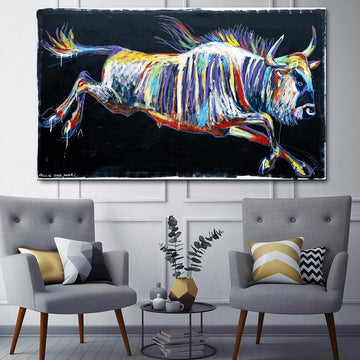 The wildebeest was jumping to a better world (Original Painting)