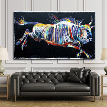 The wildebeest was jumping to a better world (Original Painting)