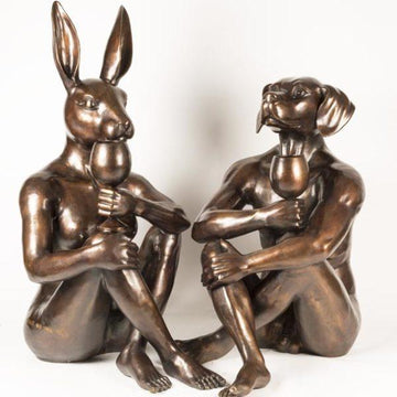 He Loved His Full Bodied Red (Bronze Sculpture)