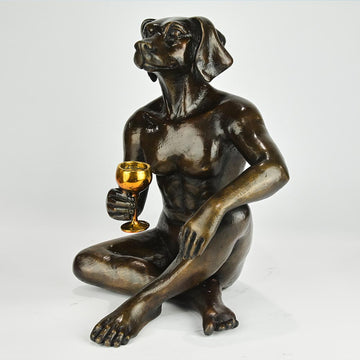 He Loved a Good Red (Bronze Sculpture)
