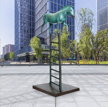 The Zebra Took One Giant Step Up (Bronze Sculpture)